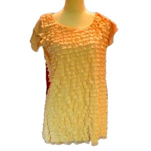 Cocomo Women’s XL Soft Tiered Ruffle Blouse - Pale Peach Stretch Fabric